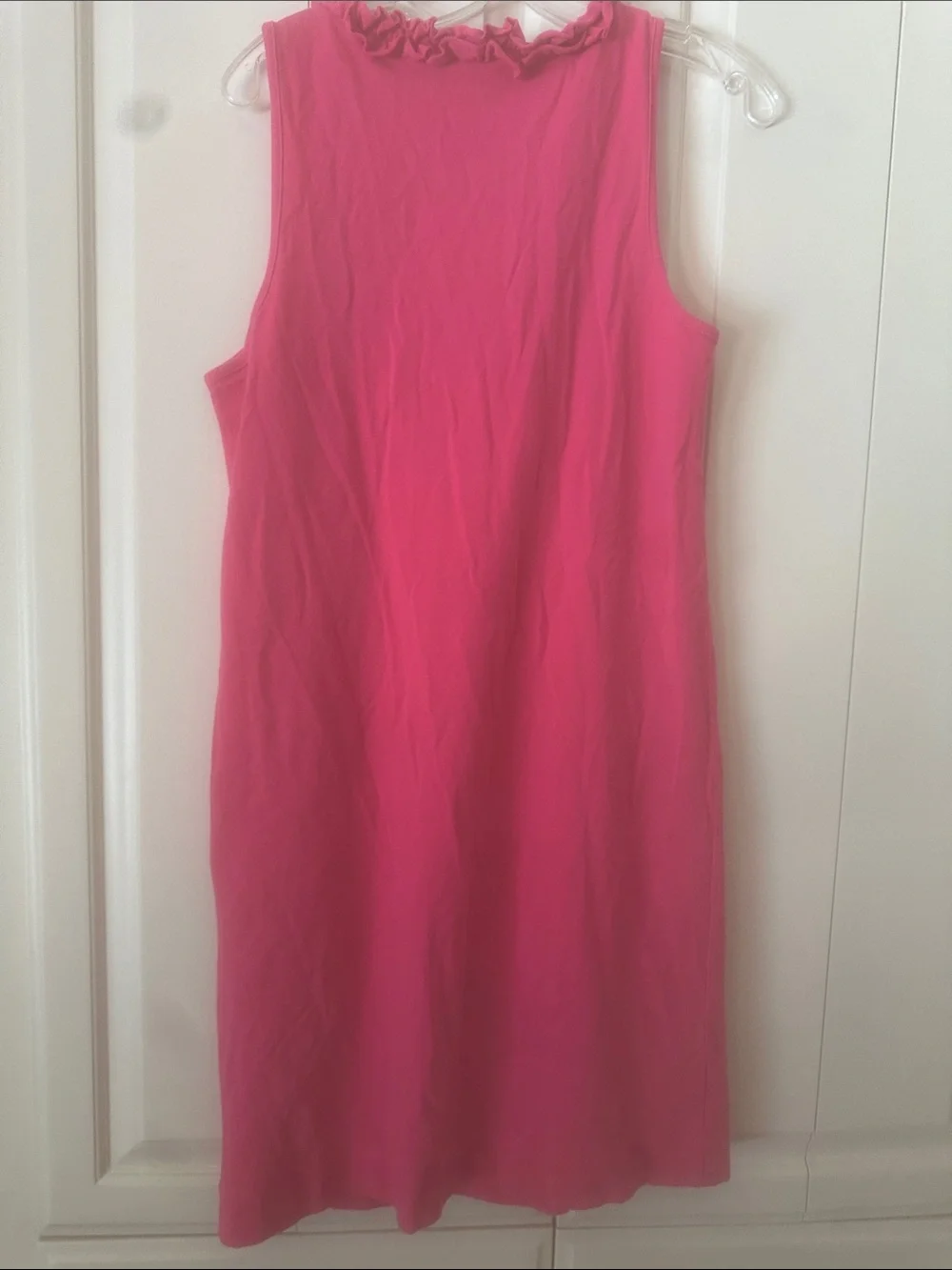 J. Crew Hot Pink Ruffle-Trim Midi Dress